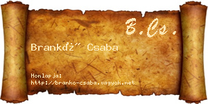 Brankó Csaba névjegykártya